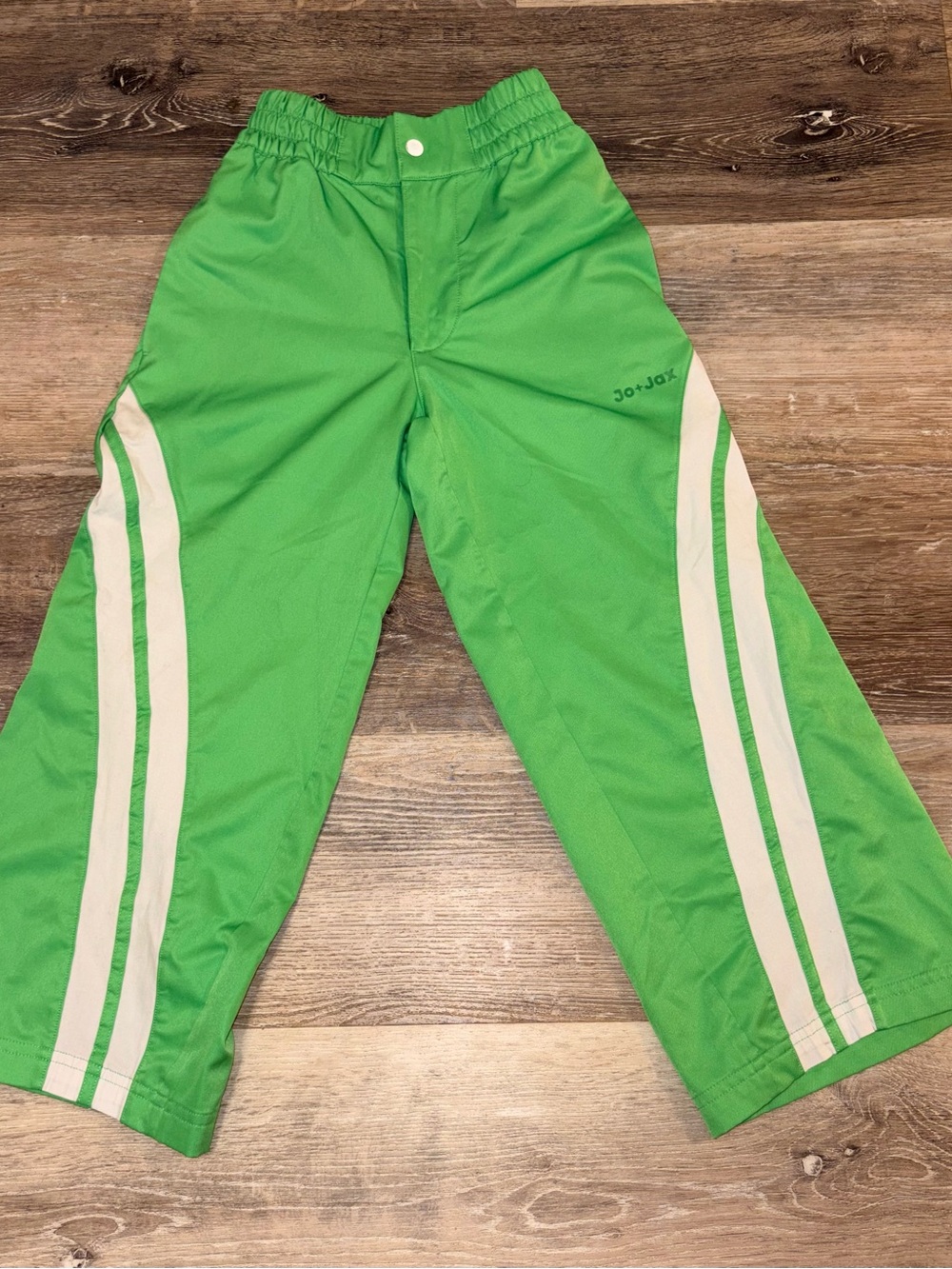 Jo+Jax Bright Green Kids Jogger Dance Pants with White Stripe Detail
